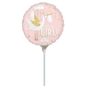 10cm (4”) Rnd Special Delivery Baby Girl - Pink/White