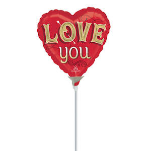 22cm (9”) Hrt Inflated Just My Type Love You - Red/Gold