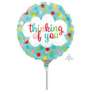 Oceans Balloons: 22cm (9”) Rnd Thinking of You Dots - Blue/Multi