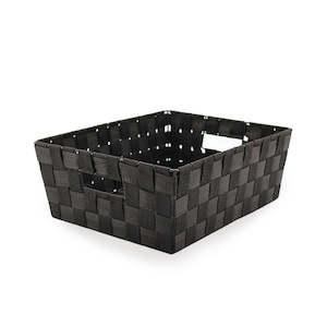 Poly Weave Hamper Tray with Cut-in Handles 35Lx28Wx13Hcm - Black