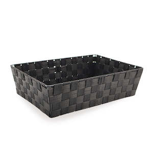 Oceans Baskets: Poly Weave Hamper Tray 40Lx28Wx11Hcm - Black