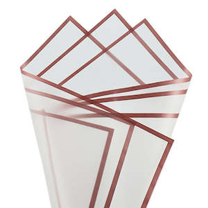 Cello Frost Sheet with Border 60x50cm (53mu) Pk/50 - Transparent/Rose Gold