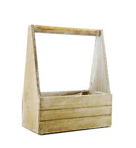 Oceans Boxes Bags: Wooden Toolbox 20.5Lx10.5Wx9Hcm - White Wash