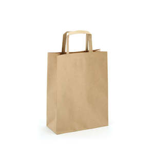 Oceans Boxes Bags: Kraft Paper Bag w/Handles Small 23Wx30.5Hx10Gcm Pk/25 - Natural