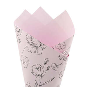 Oceans Fabric Floral Wrap: Pearlwrap Peony Flowers Sheet 60cmx50cm (65mu) Pk/50 - Soft Pink/Black