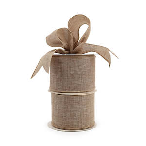 Fine Linen Ribbon Wire Edge 63mmx9m - Natural