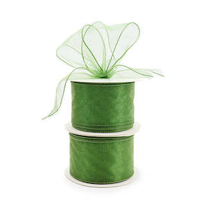 Oceans Ribbons: Organza Ribbon Wire Edge 63mmx9m - Sage