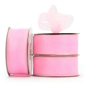 Organza Ribbon Woven Edge 38mmx45.7m - Light Pink