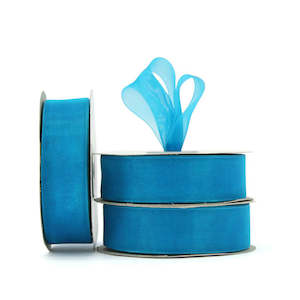 Organza Ribbon Woven Edge 25mmx45.7m - Teal
