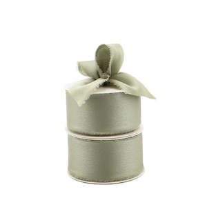 Polyester Satin Ribbon w/Raw Edge 40mmx10m - Soft Sage