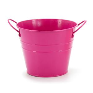 Oceans Tinware: Tin Round Bucket w/Ear Handles Medium 15TDx10BDx12Hcm - Fuchsia
