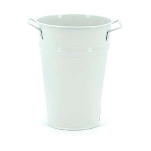 Tin V-Shape Bucket w/Ear Handles Small 14.5TDx10BDx20Hcm - White (04-V2-WHI)