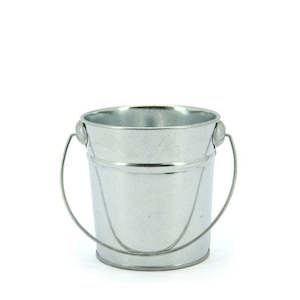 Tin Round Bucket w/Swing Handle Extra Tiny 9TDx7.7BDx8.3Hcm - Natural Silver (04-1)