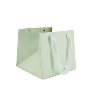 Oceans Boxes Bags Flower Bags: Flower Carrier Bag w/Handles 20Sqx18Hcm Pk/10 - Soft Green