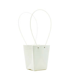 Kraft Tapered Bag w/Handles 13TWx9.5BWx15.5Hcm Pk/10 - White
