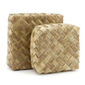 Pandanus Square Box Large Set/2 Outer Approx 31Sqx12Hcm - Natural