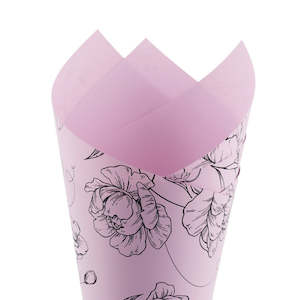 Pearlwrap Peony Flowers Sheet 60cmx50cm (65mu) Pk/50 - Icy Lilac/Black