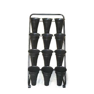 Flower Stand 12 Vases 64Lx59Wx134Hcm - Black