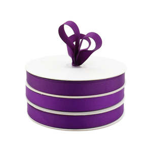 Oceans Ribbons Plain Fabric Ribbon: Grosgrain Plain Ribbon Woven Edge 15mmx50m - Violet
