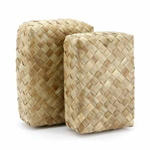 Pandanus Rectangular Box Set/2 Outer Approx 42Lx29Wx12Hcm - Natural