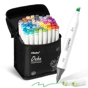 Alcohol Based Markers: Ohuhu Oahu 60 Colours Dual Tip Alcohol Art Markers