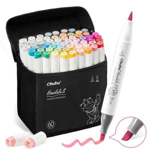 Alcohol Based Markers: Ohuhu Honolulu S 60 Colours Dual Tip Alcohol Art Markers, Illustration Tones
