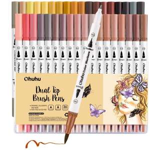 Water Based Markers: Ohuhu Maui 36 Skin Tone Colours Dual Tip Water Based Art Markers