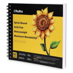 Ohuhu Spiral-Bound Marker Pad for Alcohol Markers, 60 sheets, 225x210mm