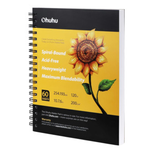 Ohuhu Spiral-Bound Marker Pad for Alcohol Markers, 60 sheets, 254x193mm