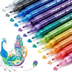 Ohuhu Glitter Metallic Marker Pens, 12 Colours