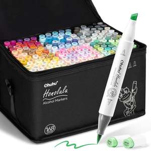 Ohuhu Honolulu 168 Colours Dual Tip Alcohol Art Markers