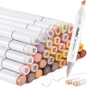 Oahu Alcohol Markers: Ohuhu Oahu 36 Colours Skin Tone Dual Tip Alcohol Art Markers