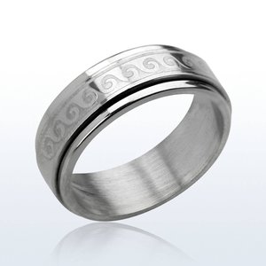 Products: Matt Ribbed Steel Ring with Gold Edges