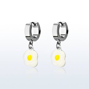 Sun/Moon Steel Huggies in Gold