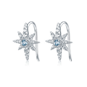 Products: North Star – Blue Topaz Earrings 18K white gold on 925 Sterling Silver