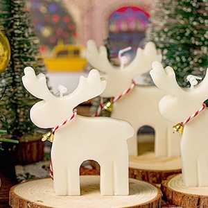 Teddy Candle Collection: Reindeer Candle - White