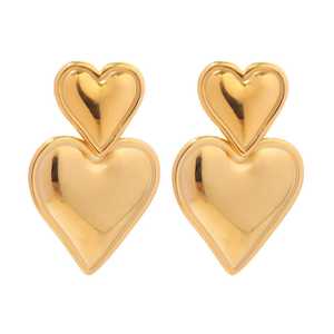18k Gold Plated Jewellery: Heart on heart earrings