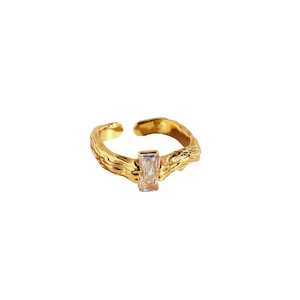 18k Gold Plated Jewellery: Square gem stone ring