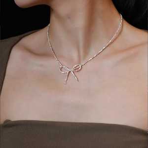 S925 Sterling Silver Jewellery: Silver bow necklace