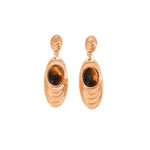 S925 Sterling Silver Jewellery: Tiger eye stud earrings (silver)
