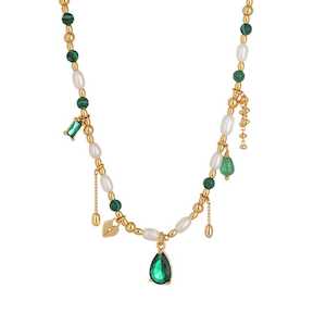Old money crystal necklace - green