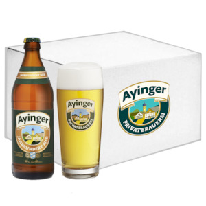 Beer Bargains: Ayinger Jahrhundertbier Export Lager 5.2% 500ml - 20 Pack & Signature Lager Glass