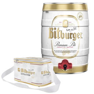 Beerswelove: Bitburger Pilsner 4.8% 5 Litre Mini Keg & Cooler Bag