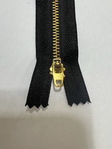 Products: Metal Teeth Zips – Black – 15cm – Jean Zip – Gold Teeth – ea – Moreland Fabrics