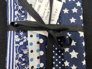 Products: 100% Craft Cotton Chubbies (H) Navy – Shade of Spots – 50cm x 10cm Stripes – 7 piece Pack – 100% Cotton – per pack – Moreland Fabrics