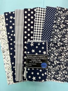 Products: 100% Craft Cotton – Quarters (5) Navy – 25cm x 25cm Square – 7 Piece pack – 100% Cotton – per pack – Moreland Fabrics