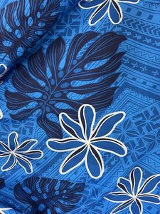 Products: IP53 – Island Prints – Two Toned Blue, Navy and White Flowers – 1.15cm wide – 65% Polyester / 35% Cotton – pm – Special .00 per mtr – Moreland Fabrics