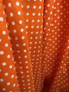 Products: 100% Cotton – Orange – Large 6mm Spots – 100% Cotton – 1.15cm wide – per mtr – Moreland Fabrics
