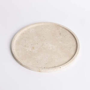 General: Light Travertine Moon Round Tray