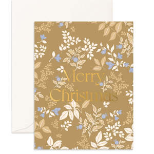 Cart Collection: Merry Christmas Gold Holly Card
